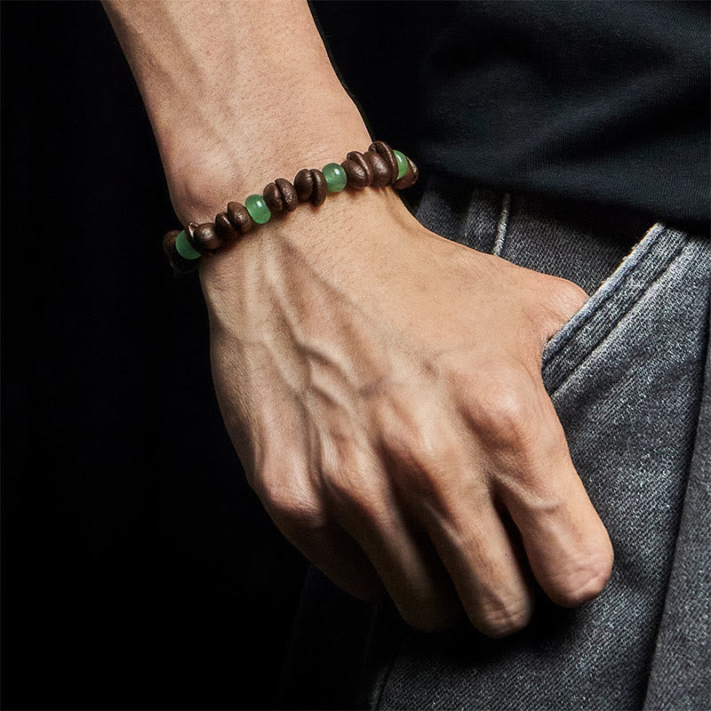 Buddha Stones Natural Coffee Beans Green Aventurine Huanglong Jade Beads Bracelet - image 5