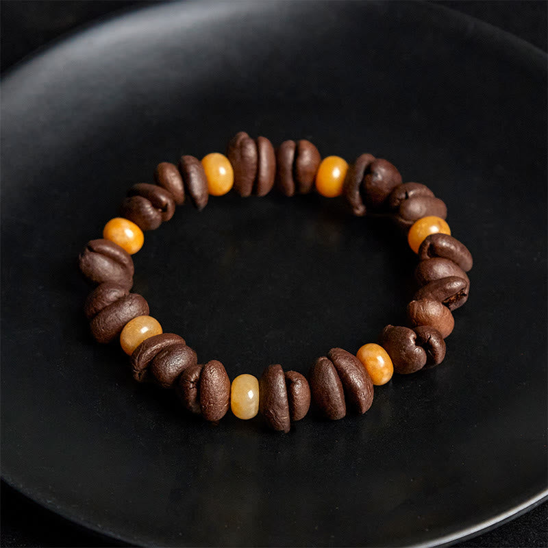 Buddha Stones Natural Coffee Beans Green Aventurine Huanglong Jade Beads Bracelet - image 9