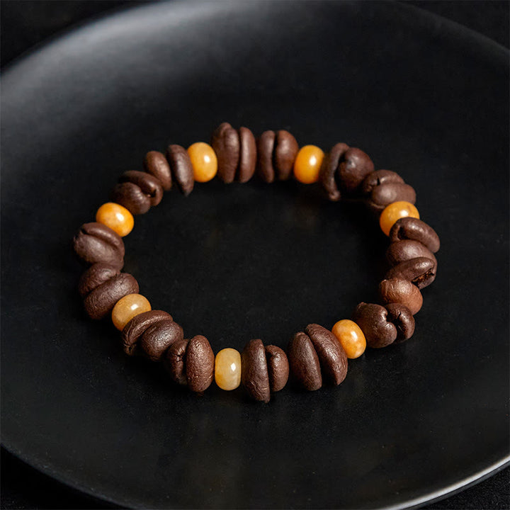 Buddha Stones Natural Coffee Beans Green Aventurine Huanglong Jade Beads Bracelet - image 9