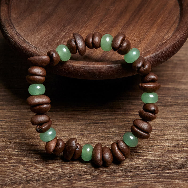 Buddha Stones Natural Coffee Beans Green Aventurine Huanglong Jade Beads Bracelet - image 2