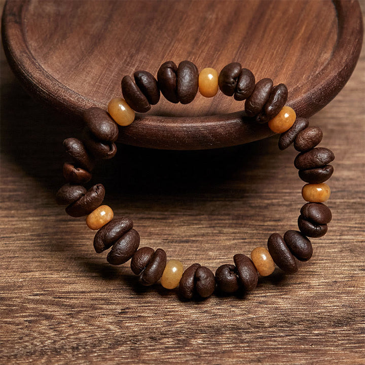 Buddha Stones Natural Coffee Beans Green Aventurine Huanglong Jade Beads Bracelet - image 7