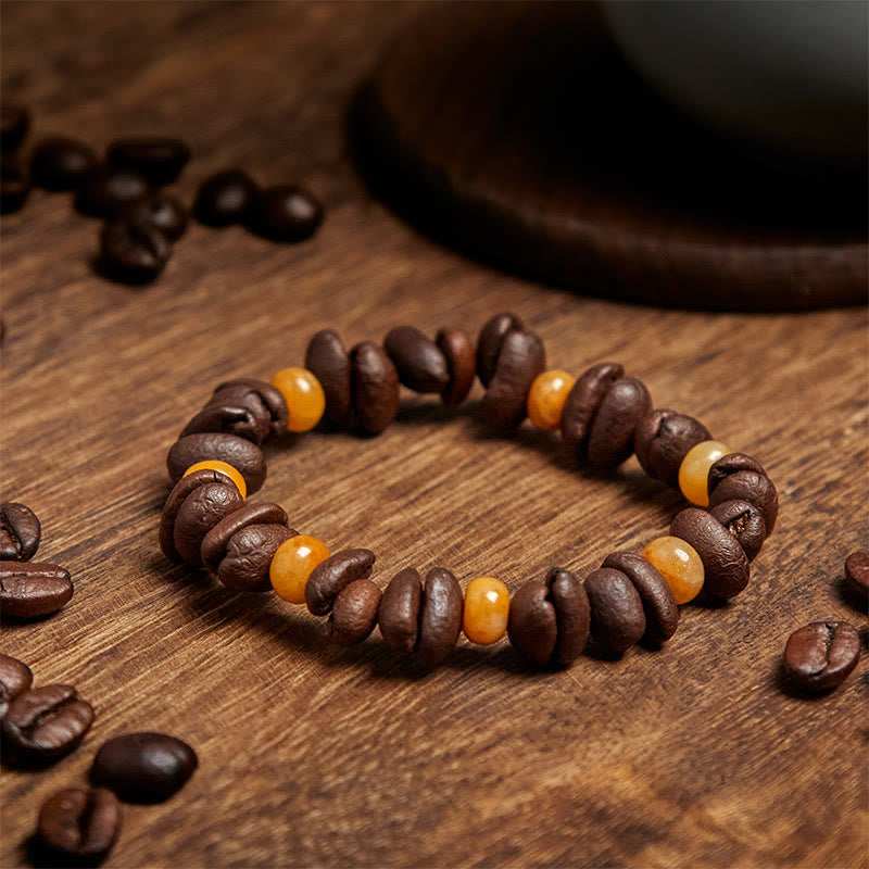 Buddha Stones Natural Coffee Beans Green Aventurine Huanglong Jade Beads Bracelet - image 8