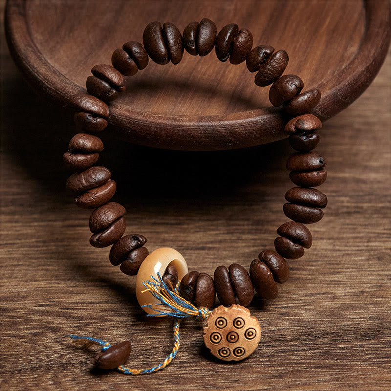 Buddha Stones Natural Lotus Seedpod Coffee Beans Wenge Wood Bodhi Seed Bracelet - image 2