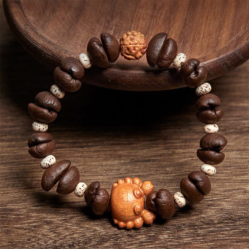 Buddha Stones Handmade Crab Copper Coins Coffee Beans Wenge Wood Bracelet - image 2