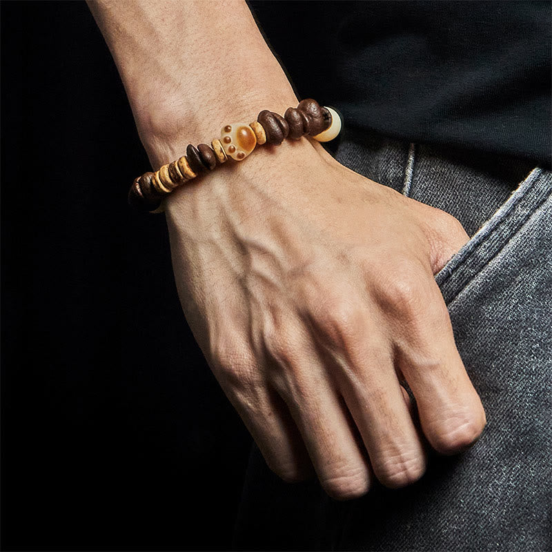 Buddha Stones Handmade Cat's Paw Coffee Beans Bodhi Seed Bracelet - image 5
