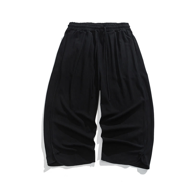 Buddha Stones Casual Loose Frog-Button Plain Men's Cotton Linen 7-8 Length Pants With Pockets - image 15