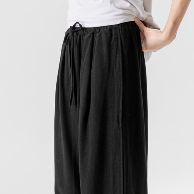 Buddha Stones Casual Loose Frog-Button Plain Men's Cotton Linen 7-8 Length Pants With Pockets - image 21