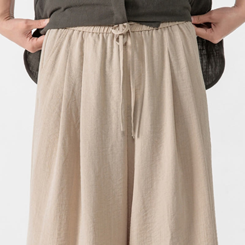 Buddha Stones Casual Loose Frog-Button Plain Men's Cotton 7-8 Length Wide Leg Pants With Pockets - image 11