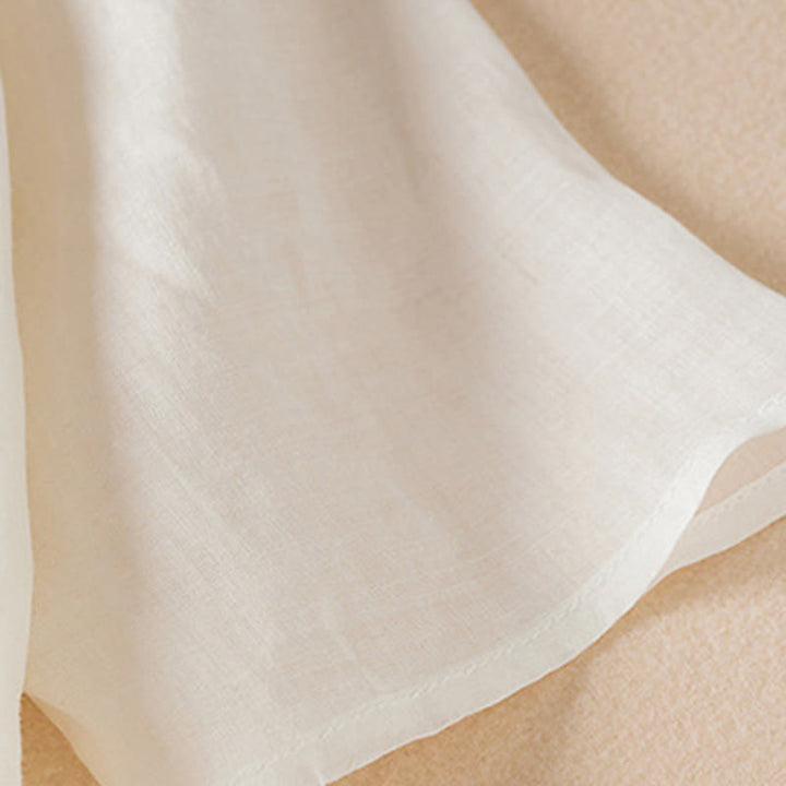 Buddha Stones Embroidered Leaf Crew Neck Half Sleeve Cotton Fiber Midi Dress - image 13