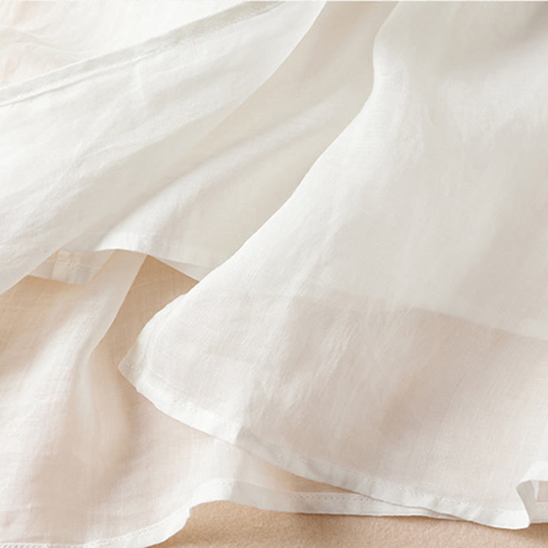 Buddha Stones Embroidered Leaf Crew Neck Half Sleeve Cotton Fiber Midi Dress - image 12