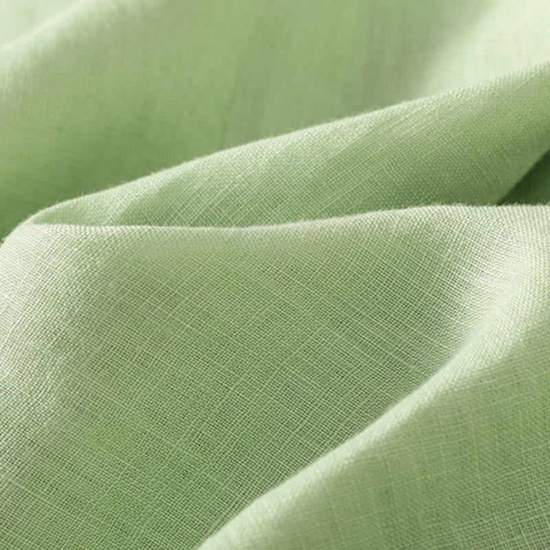 Buddha Stones Summer Plain Color Button Short Sleeve Women's Cotton Shirt - image 22