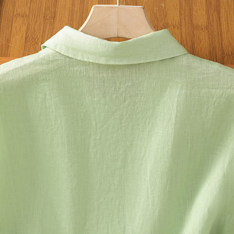 Buddha Stones Summer Plain Color Button Short Sleeve Women's Shirt - image 19
