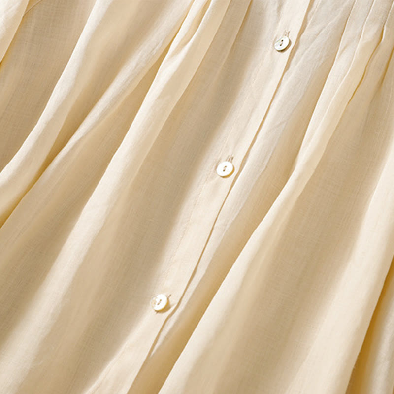 Buddha Stones Plain Button Crew Neck Three Quarter Sleeve Women's Cotton Shirt - image 18