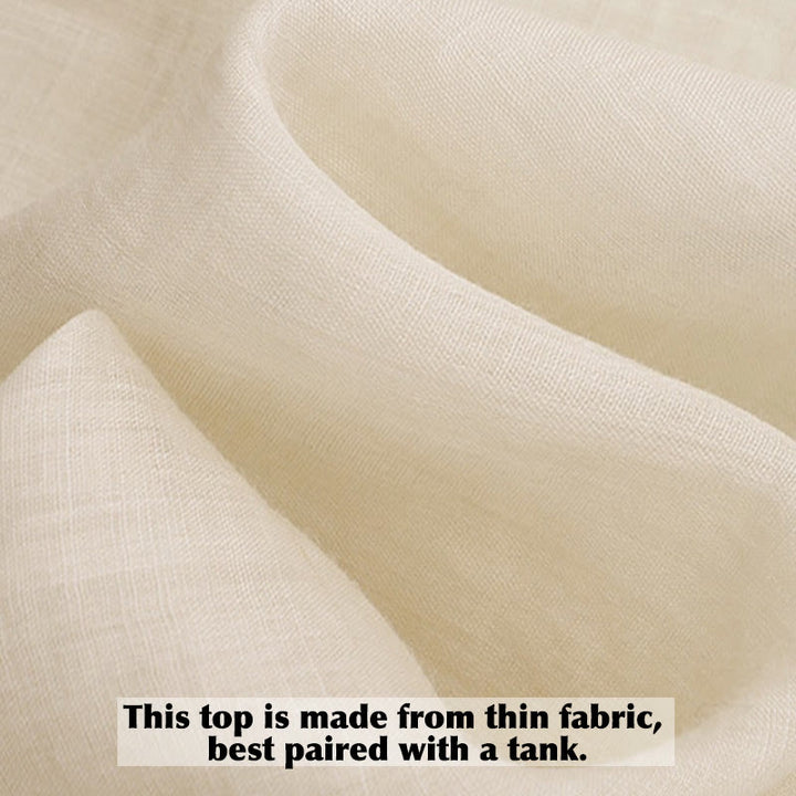 Buddha Stones Beige Floral Green Leaf Embroidery Crew Neck Three Quarter Sleeve Women's Cotton Shirt - image 11