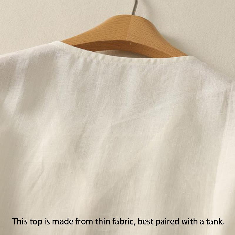 Buddha Stones Retro V-Neck Button Design Women's Cotton Sleeveless Vest - image 9