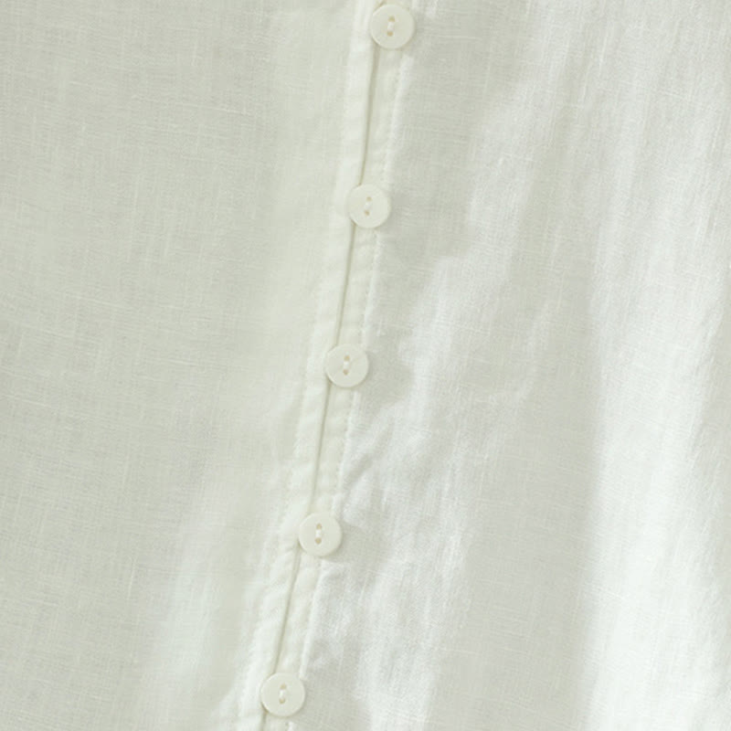 Buddha Stones Solid Buttons V-Neck Half Sleeve Women's Shirt - image 12