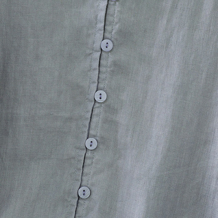 Buddha Stones Solid Buttons V-Neck Half Sleeve Women's Shirt - image 23