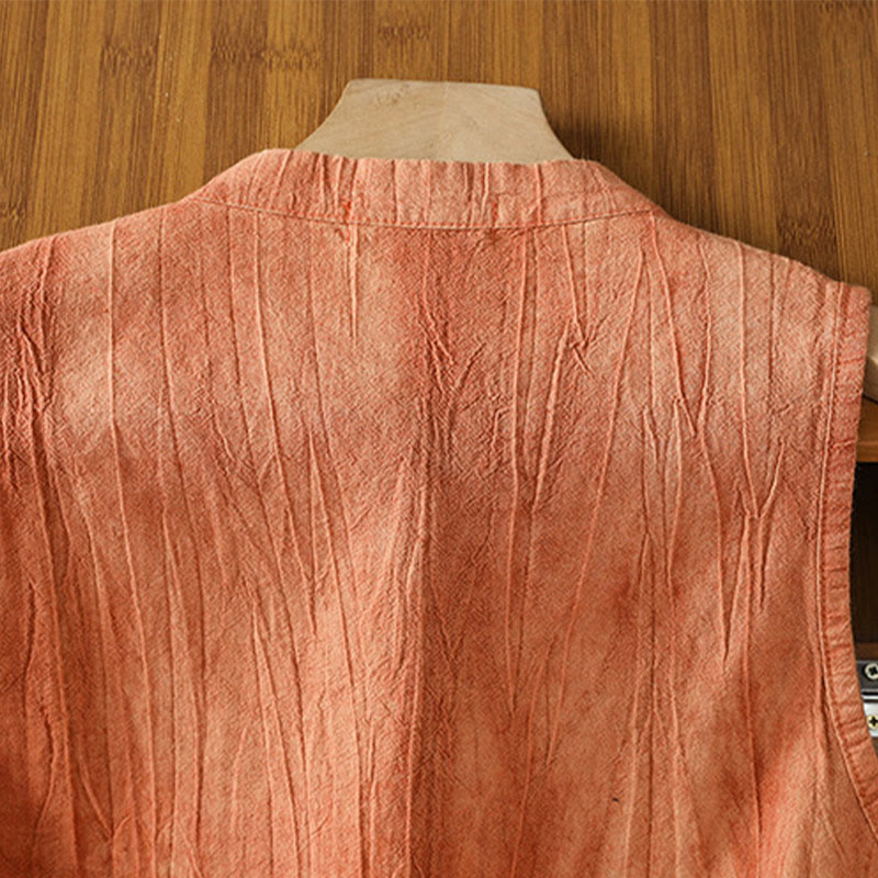 Buddha Stones Retro Frog-Button Design Women's Cotton Sleeveless Vest - image 4