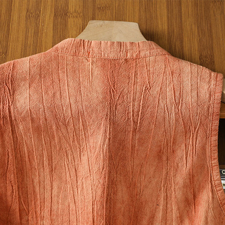 Buddha Stones Retro Frog-Button Design Women's Cotton Sleeveless Vest - image 4