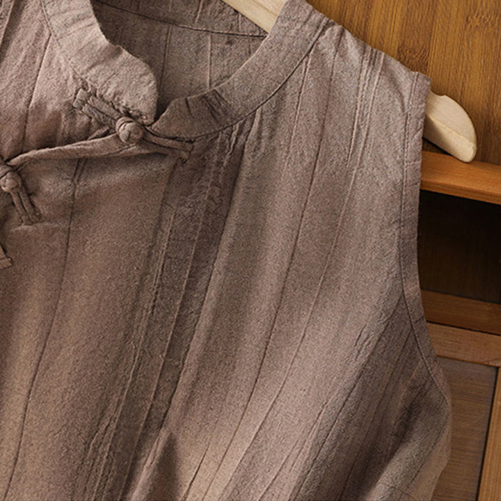 Buddha Stones Retro Frog-Button Design Women's Cotton Sleeveless Vest - image 15