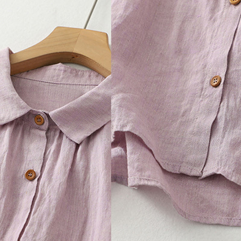 Buddha Stones Casual Plain Buttons Women's Half Sleeve Shirt - image 6