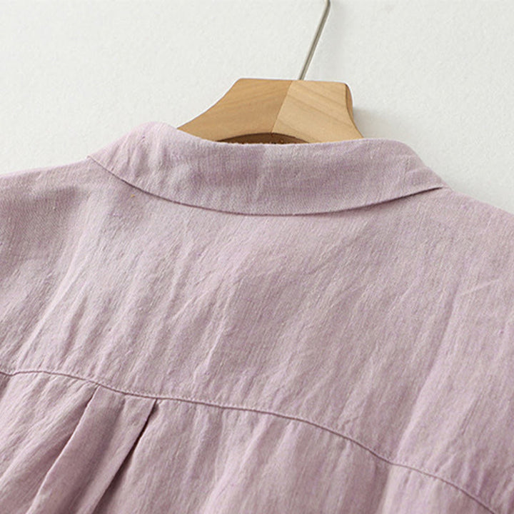 Buddha Stones Casual Plain Buttons Women's Half Sleeve Shirt - image 3