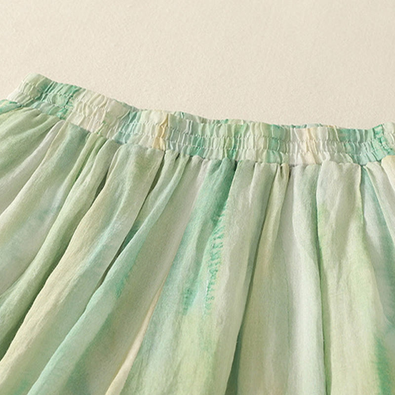 Buddha Stones 7-8 Length Elastic Waist Women's Wide Leg Cotton Linen Pants With Pockets - image 2