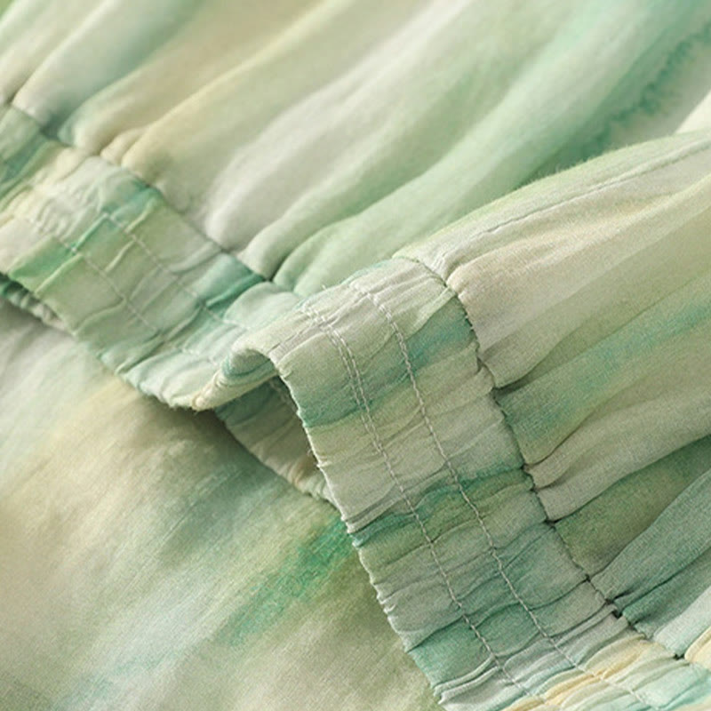 Buddha Stones 7-8 Length Elastic Waist Women's Wide Leg Cotton Linen Pants With Pockets - image 4