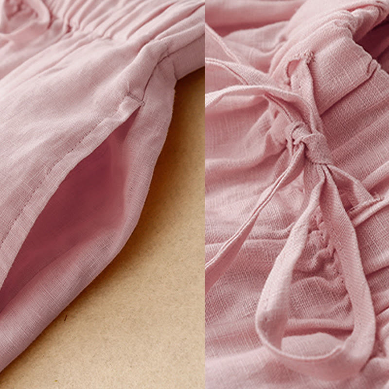 Buddha Stones Summer Elastic Waist Women's Capri Cropped Wide Leg Pants With Pockets - image 23