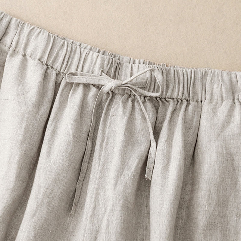 Buddha Stones Summer Elastic Waist Women's Capri Cropped Wide Leg Pants With Pockets - image 19