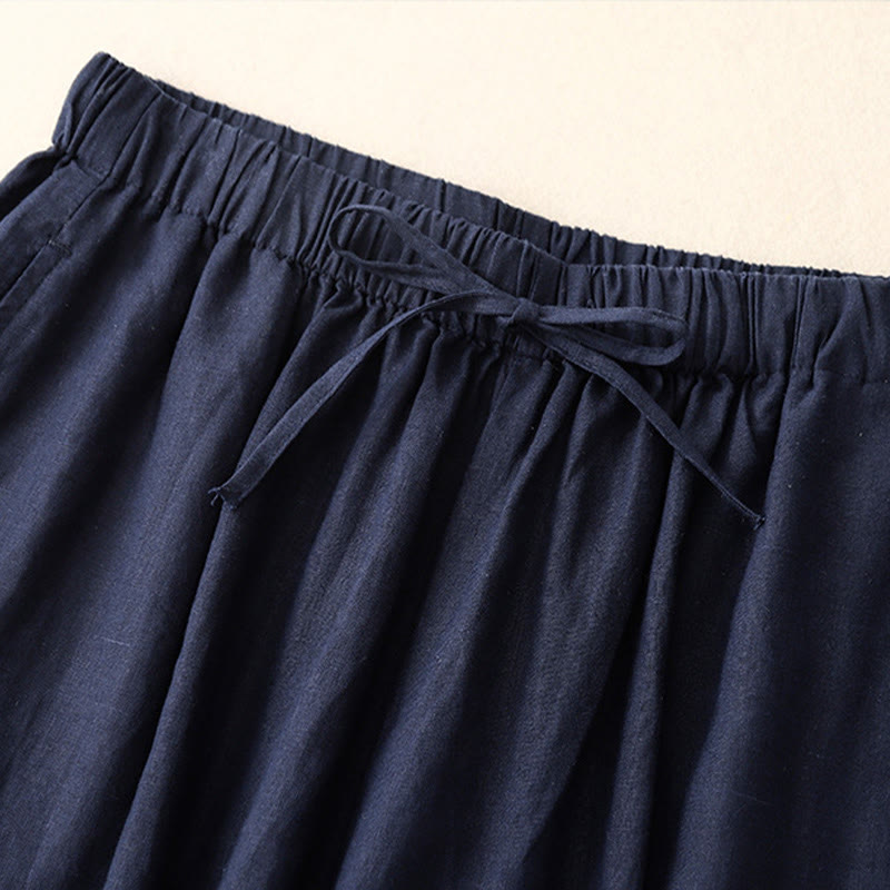 Buddha Stones Summer Elastic Waist Women's Capri Cropped Wide Leg Pants With Pockets - image 13