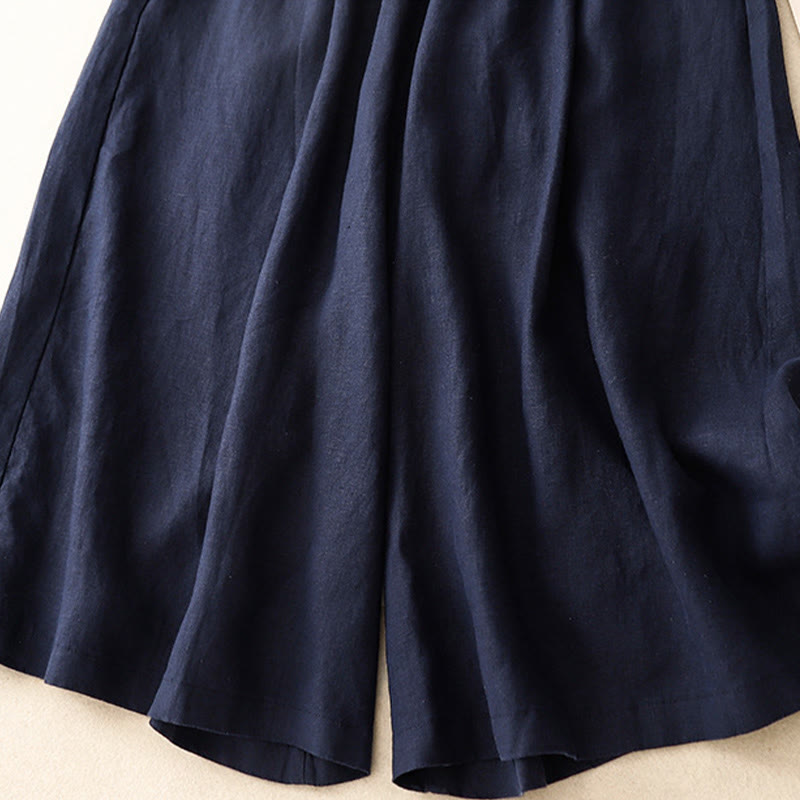 Buddha Stones Summer Elastic Waist Women's Capri Cropped Wide Leg Pants With Pockets - image 13