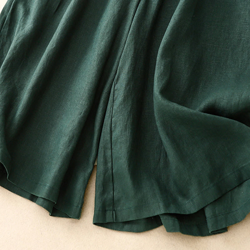 Buddha Stones Summer Elastic Waist Women's Capri Cropped Wide Leg Pants With Pockets - image 27