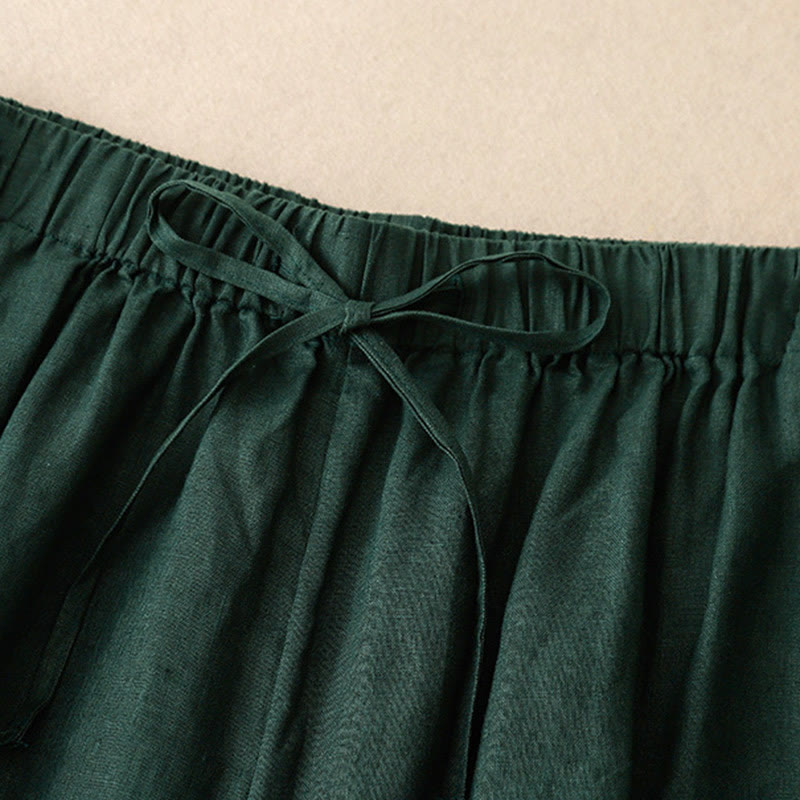 Buddha Stones Summer Elastic Waist Women's Capri Cropped Wide Leg Pants With Pockets - image 27
