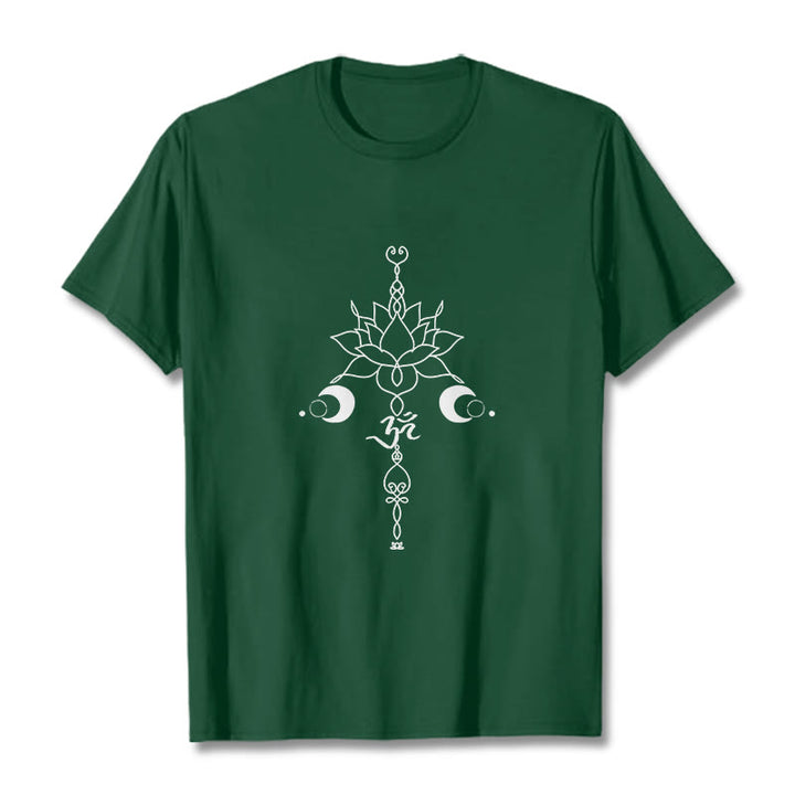 Buddha Stones Plain Lotus Flower Om Symbol Pattern Tee T-shirt - ForestGreen - 2XL - image 11