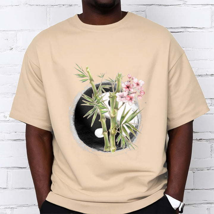 Buddha Stones Yin Yang Bamboo Peach Blossoms Pattern Tee T-shirt - image 10