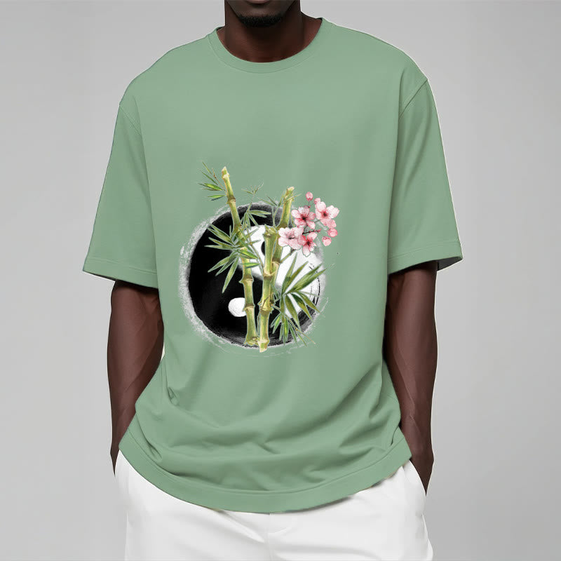 Buddha Stones Yin Yang Bamboo Peach Blossoms Pattern Tee T-shirt - image 16