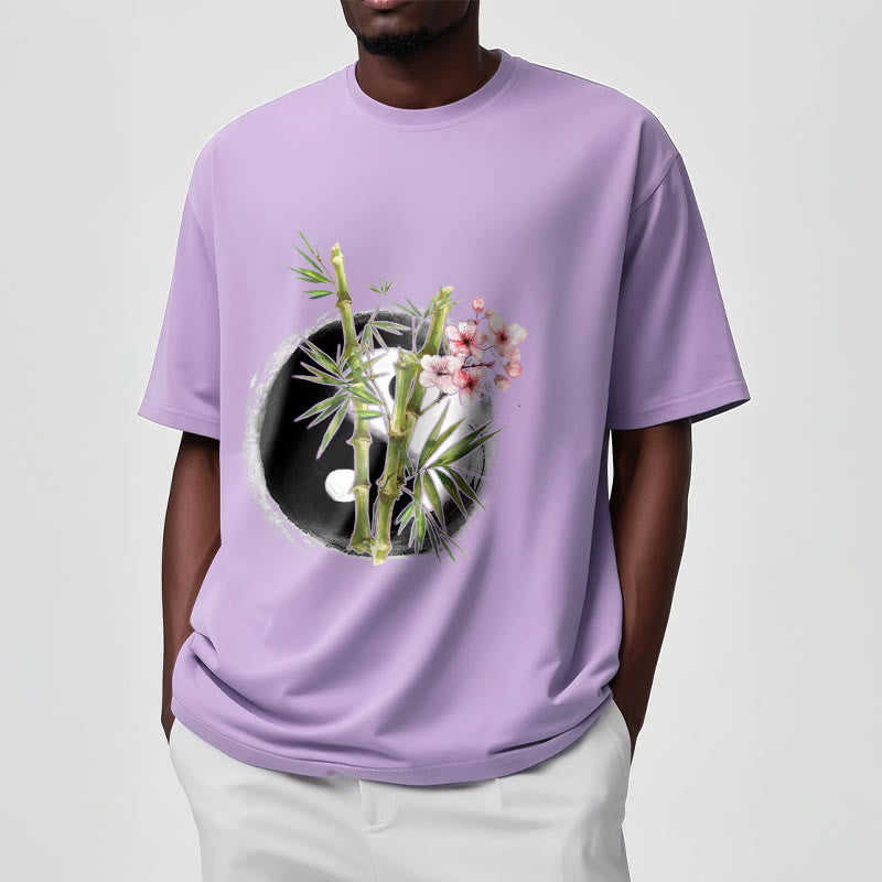 Buddha Stones Yin Yang Bamboo Peach Blossoms Pattern Tee T-shirt - image 18