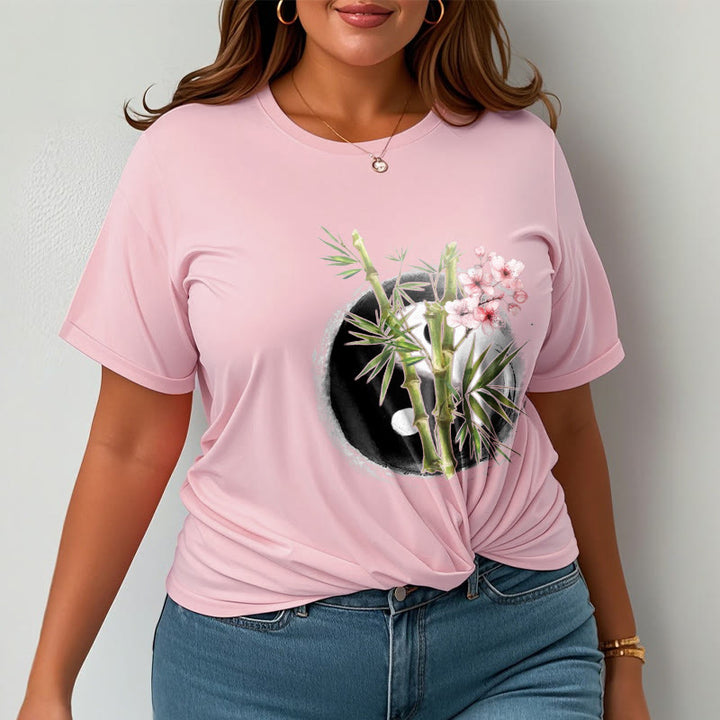 Buddha Stones Yin Yang Bamboo Peach Blossoms Pattern Tee T-shirt - image 14