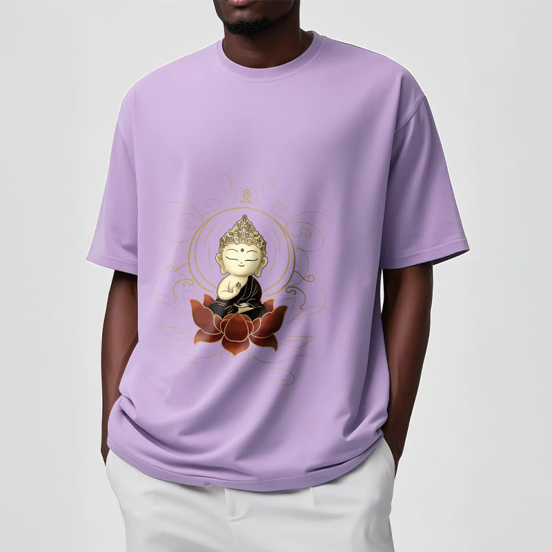 Buddha Stones Serene Sitting Buddha Lotus Pattern Tee T-shirt - image 18