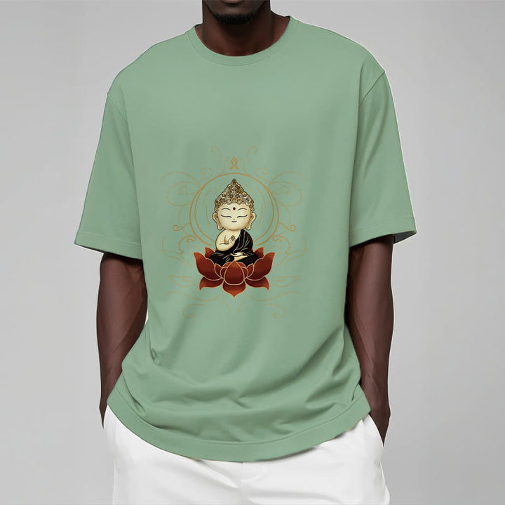 Buddha Stones Serene Sitting Buddha Lotus Pattern Tee T-shirt - image 16