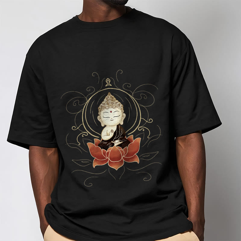 Buddha Stones Serene Sitting Buddha Lotus Pattern Tee T-shirt - image 5