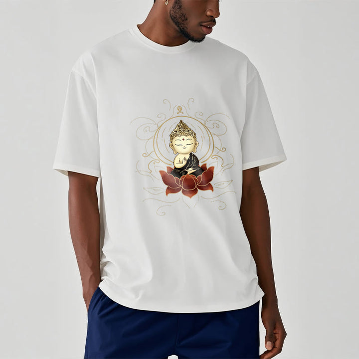 Buddha Stones Serene Sitting Buddha Lotus Pattern Tee T-shirt - image 9