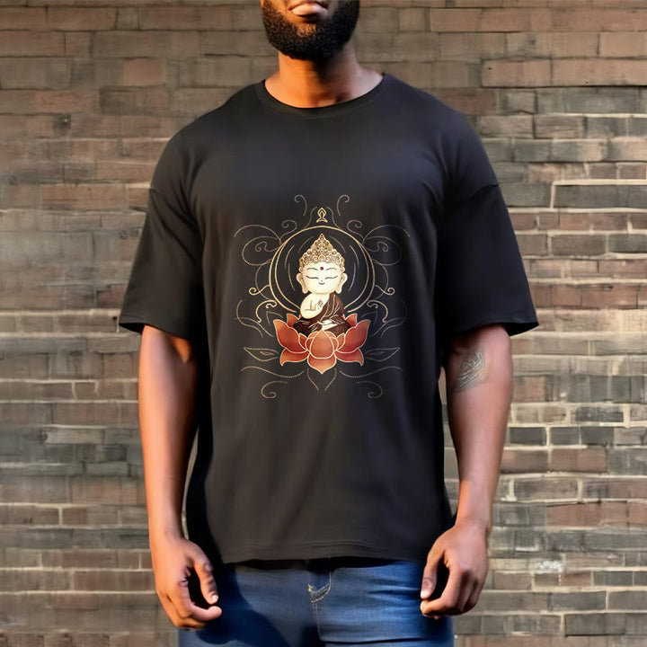 Buddha Stones Serene Sitting Buddha Lotus Pattern Tee T-shirt - image 6