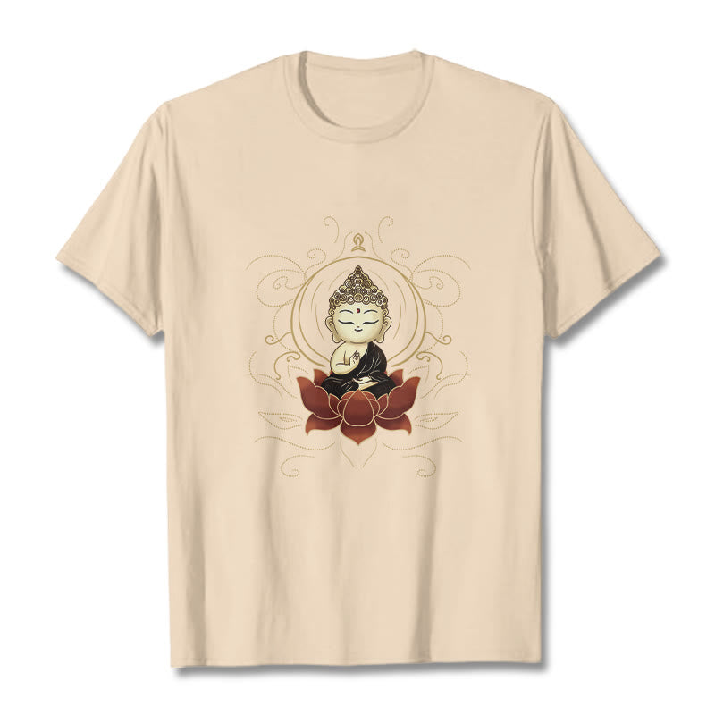 Buddha Stones Serene Sitting Buddha Lotus Pattern Tee T-shirt - Bisque - 2XL - image 11
