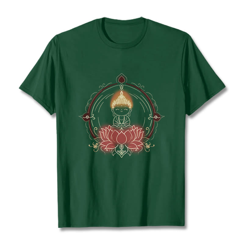 Buddha Stones Joyful Buddha Lotus Mandala Pattern Tee T-shirt - ForestGreen - 2XL - image 11