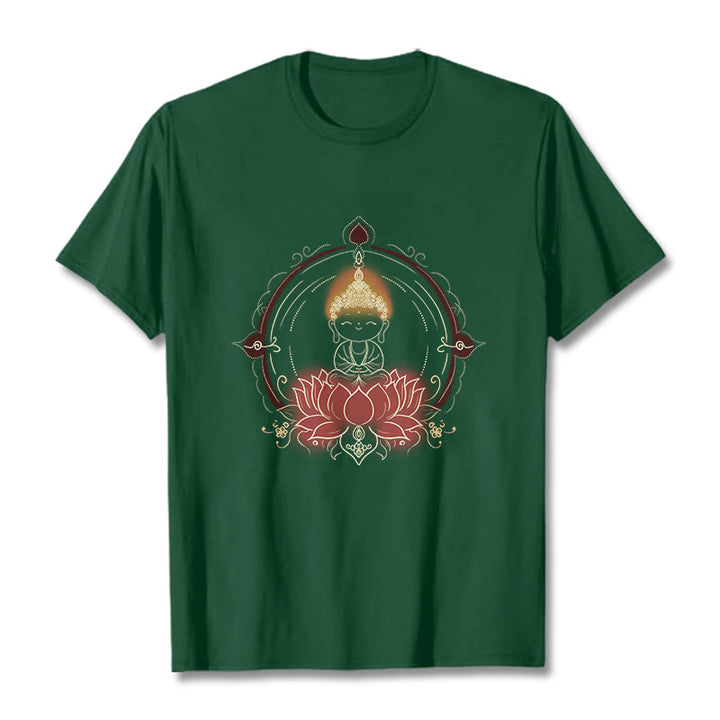 Buddha Stones Joyful Buddha Lotus Mandala Pattern Tee T-shirt - ForestGreen - 2XL - image 11