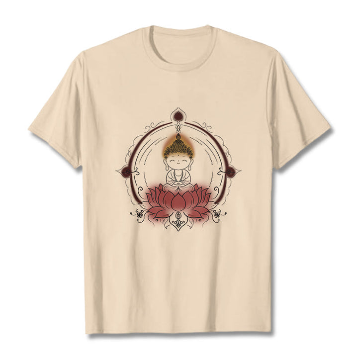 Buddha Stones Joyful Buddha Lotus Mandala Pattern Tee T-shirt - Bisque - 2XL - image 9
