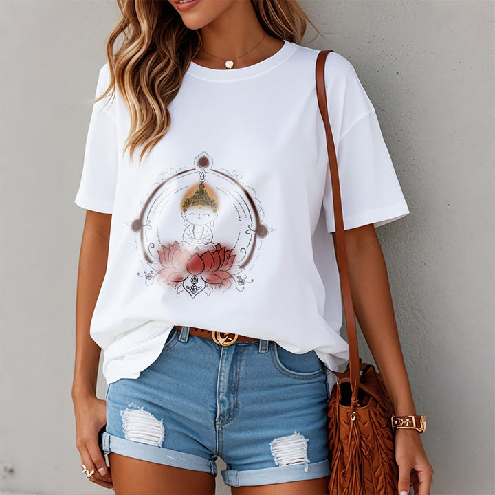 Buddha Stones Joyful Buddha Lotus Mandala Pattern Tee T-shirt - image 3