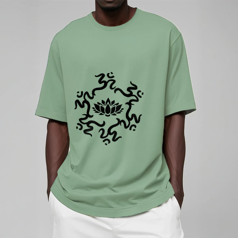 Buddha Stones OM Symbol Lotus Flower Pattern Tee T-shirt - image 17